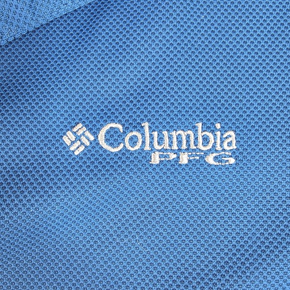 Columbia Polo Shirt Mens Large PFG Perfect Cast Blue Vented Omni-Shade XM6930 - Picture 4 of 15